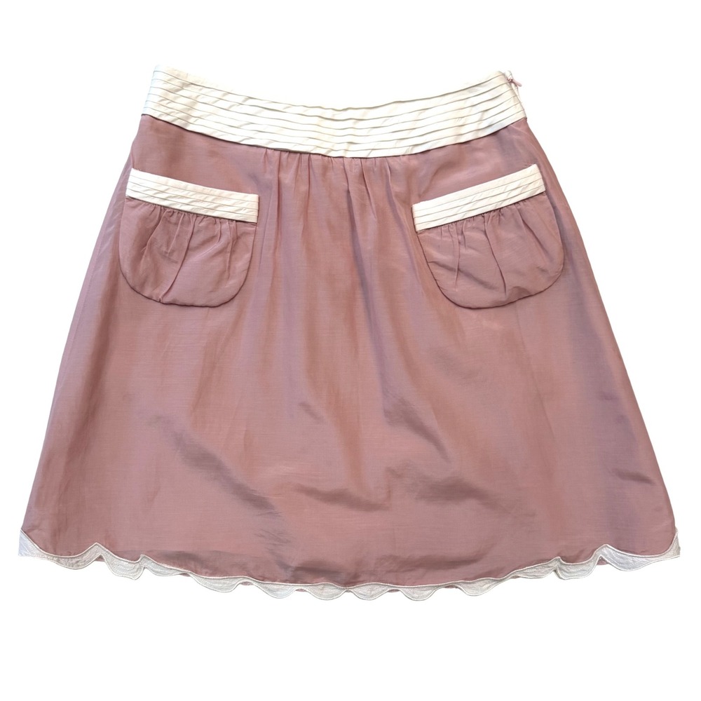 Mademoiselle Retro Pink Silk Blend Balletcore Coquette Scalloped  Mini Skirt 2